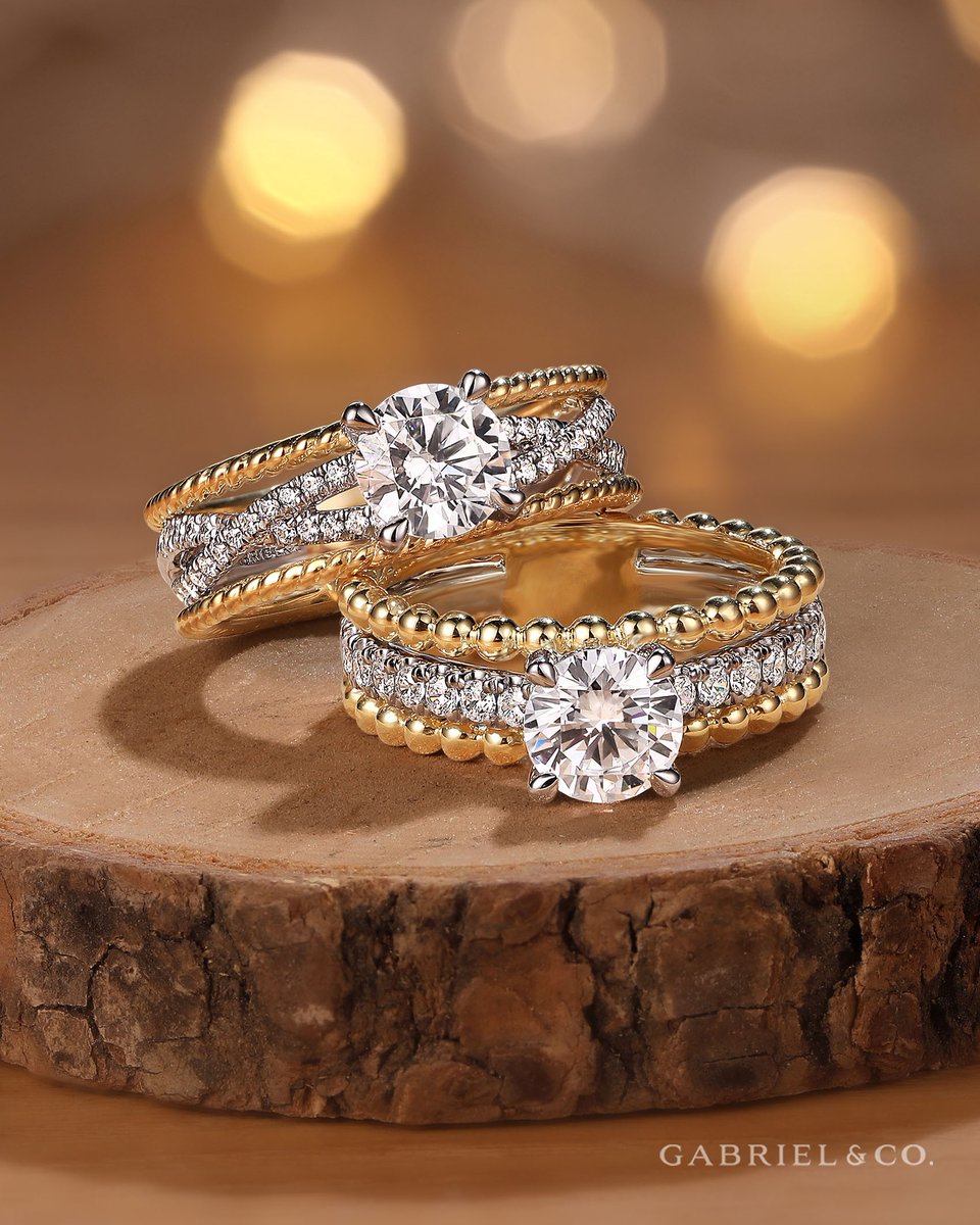 Golden moments and warm tones – our two-tone engagement rings set the stage for a love story that shines brighter every day. 💍🍂 Which one do you love more?
Featured style: ER15539R4M44JJ & ER15532R4M44JJ 
#gabrielandcoretailer #gabrielandco #gabrielny #engagementring #ringinspo