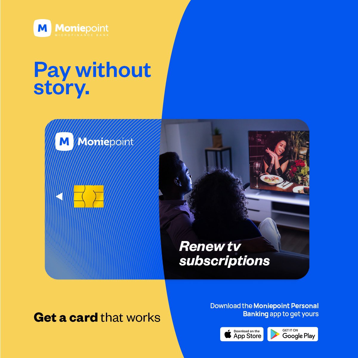 Have you experienced a card that works? Tested, approved and trusted 😉 

Download the Moniepoint personal app today to get started.. Link in bio 

#Moniepoint #PersonalBanking #BankingOnPoint