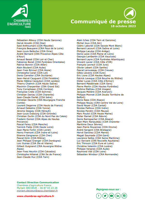 📄Des agriculteurs taxés &amp; abandonnés face aux enjeux climatiques &amp; environnementaux
Les #ChambresAgri s’indignent de ne pouvoir bénéficier de moyens financiers suffisants pour accompagner les agriculteurs
Les Présidents #ChambresAgri ont co-signé ce CP
🔗chambres-agriculture.fr/actualites/tou…
