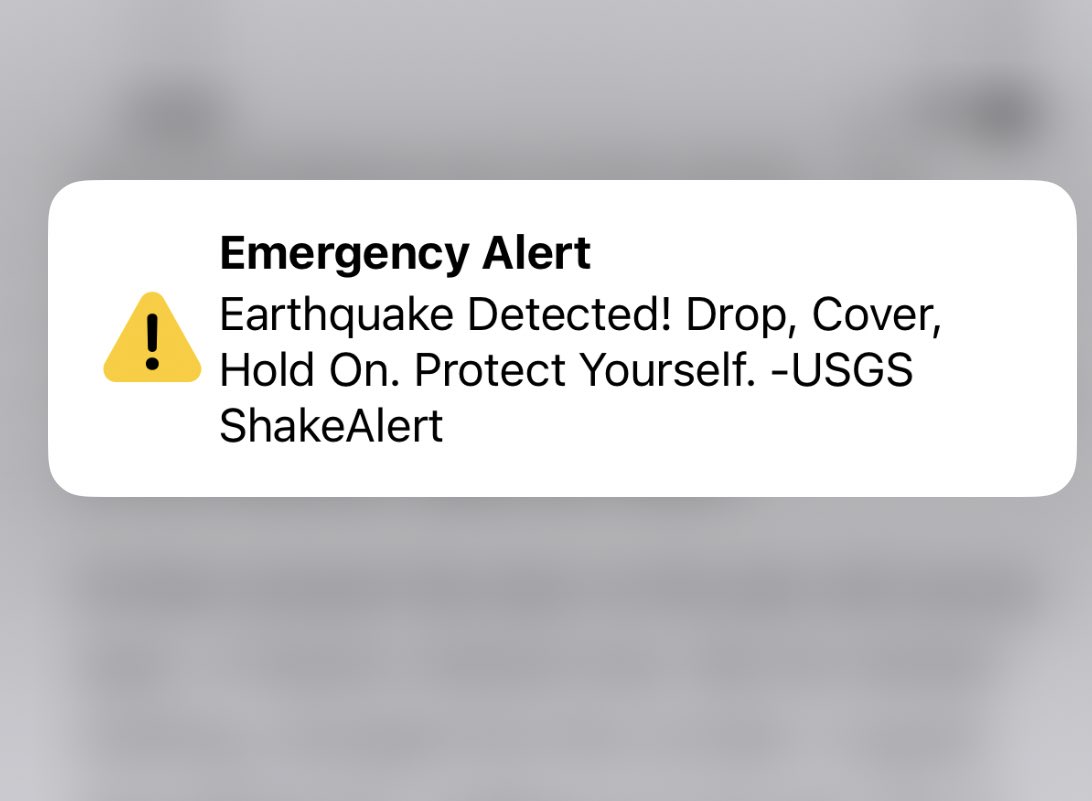 So bizarre! Yesterday was the anniversary of our big quake and tomorrow morning is the test of the system. So of course this morning we get a real alert, although no one around here seems to have felt the quake