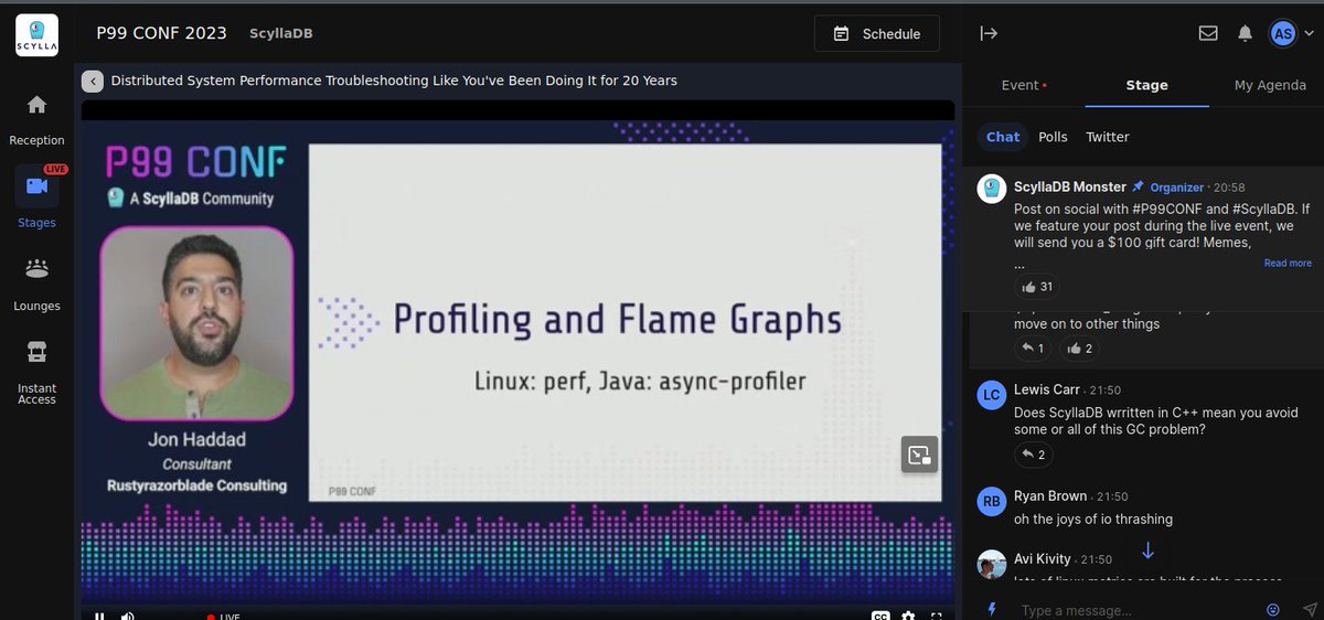 AnupSha78798485's tweet photo. Attending #P99CONF
"Every problem can be solved by an extra layer of indirection. Except performance."
-Steve Heller
#ScyllaDB #linuxperf #perf #perftool https://t.co/e39OI7BlKs