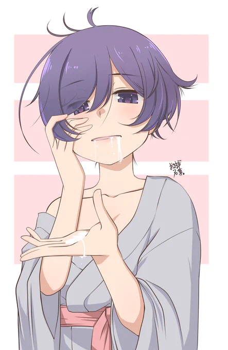 寝ぼけたまま牛乳飲んで零しちゃった文狐師匠#しっぽな#うちの師匠はしっぽがない 