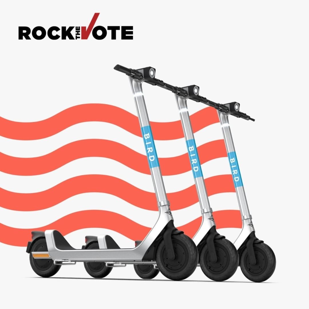 Big news for select cities! We're partnering up with <a href="/bird/">bird</a> this election season to expand voting accessibility and close the transportation gap. Stay tuned for more 🗳️ #RockTheVote