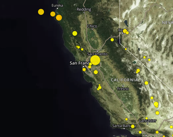 KTLA's tweet photo. A magnitude 4.1 #earthquake just hit the Sacramento/Stockton area https://t.co/CGxyBDflK4 https://t.co/dRUa4zibje