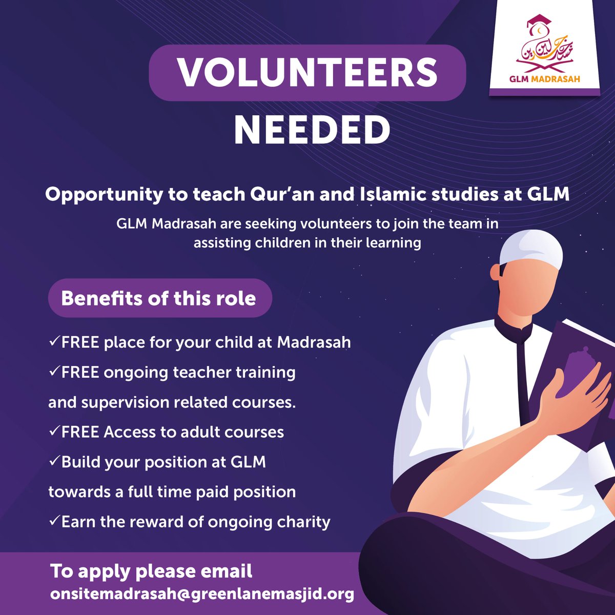 #GLMMadrasah #VolunteerWithGLM #TeachForChange #MadrasahVolunteers #EmpowerYoungMinds #EducationForAll #TeachingOpportunity #volunteersneeded #QuranEducation #IslamicStudies #TeacherTraining #learningtogetherconference #EducationMatters #teachquran #ongoingcharity