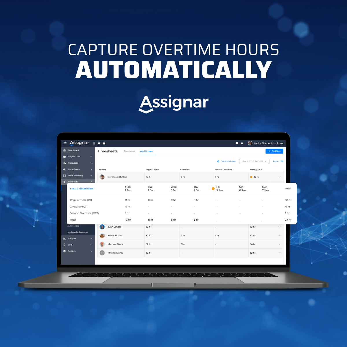 Assignar's tweet image. Time's up for those sneaky unexpected hourly costs! ⌛
In our latest product release, we've introduced some time tracking game-changers. Say hello new overtime rules and weekly timesheet review! 👋 bit.ly/3tr0fM9
#ProductRelease #ConstructionTech #Contractor