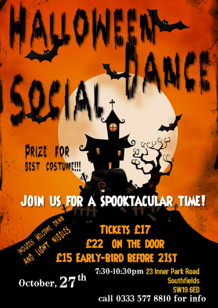 Remember! Early bird price (£15 rather than £17 for 3 hours of dancing!) only until Friday...