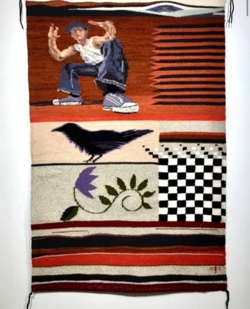 “Pulse: Weavings and Paintings by Marlowe Katoney" at the <a href="/UAZMuseumOfArt/">University of Arizona Museum of Art</a>, features works created over 15 years. This is his 1st solo exhibition. Katoney (Diné), an <a href="/arizonaalumni/">Arizona Alumni 😺🐾</a>, draws inspiration from #popculture, #streetart, #Navajo #culture &amp; more.

azart.fyi/UAMApulse