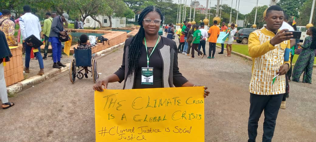 CAMGEW's tweet photo. #CAMGEW attended the launch of the YOUNGO ( LCOY) Cameroon statement to COP28.Emmaculate attended COP27 in Egypt in 2022 and learned from the diversity of the global community. We appreciate @WECF_INT for supporting her participation at COP27. https://t.co/cxDQmhl31X