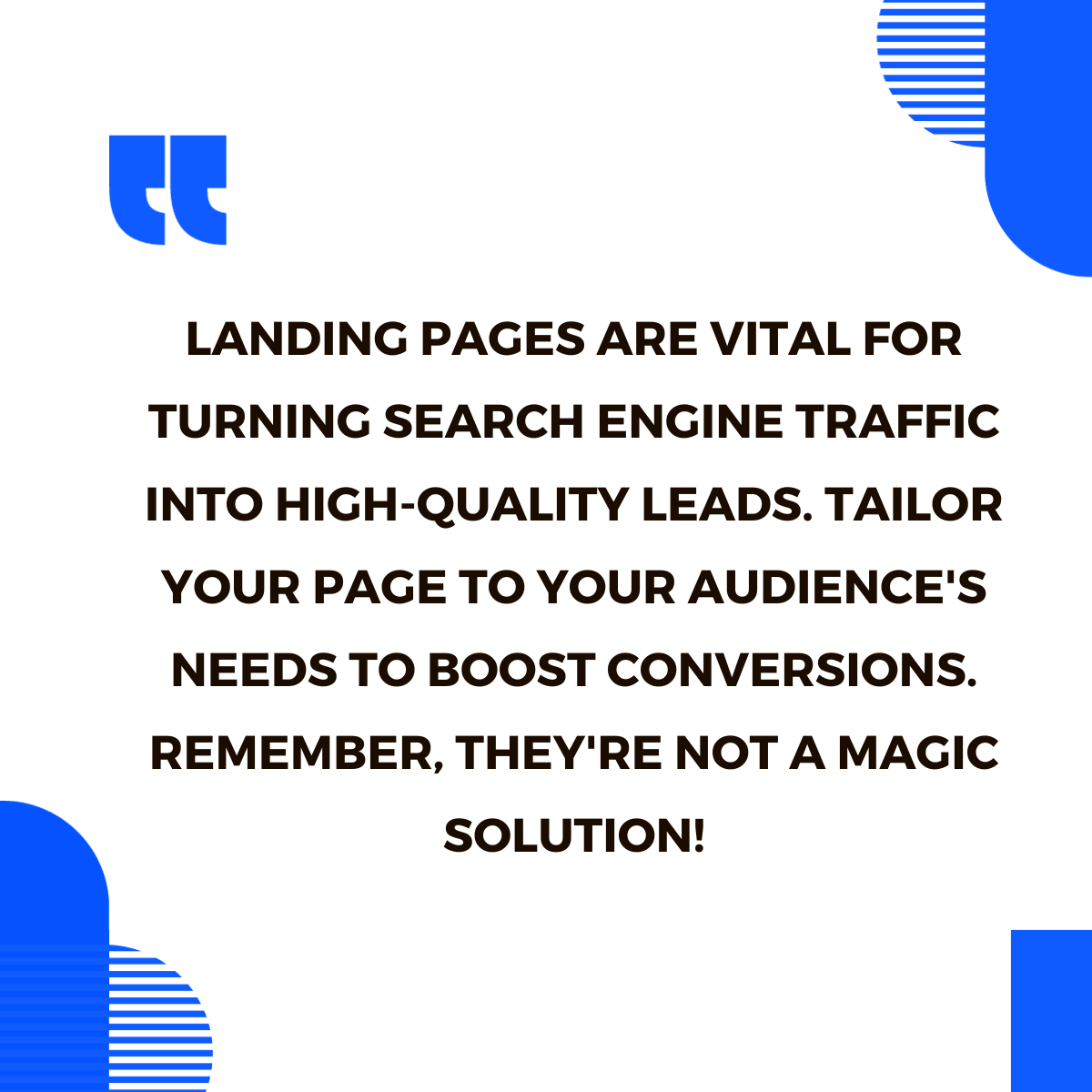 ✅Landing pages are vital for turning search engine traffic into high-quality leads. 

✅Tailor your page to your audience's needs to boost conversions. 

✅Remember, they're not a magic solution!

#landingpages  #boostconversions