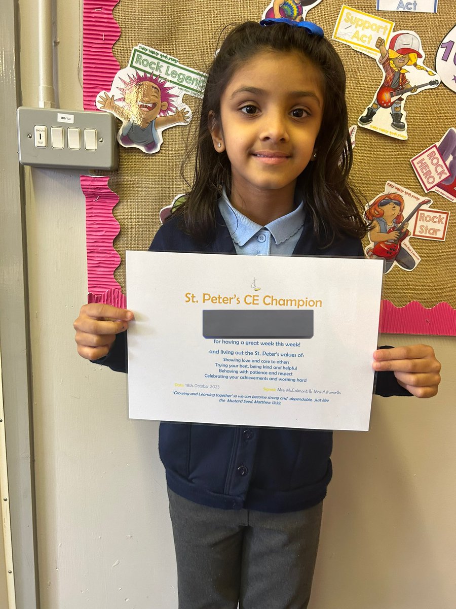 Year3StPeters's tweet photo. Our St. Peter’s Champion this week is so well deserved! She constantly lives out all of our values and is a great role model for everyone. Well done 💙 https://t.co/8gZOErh71C