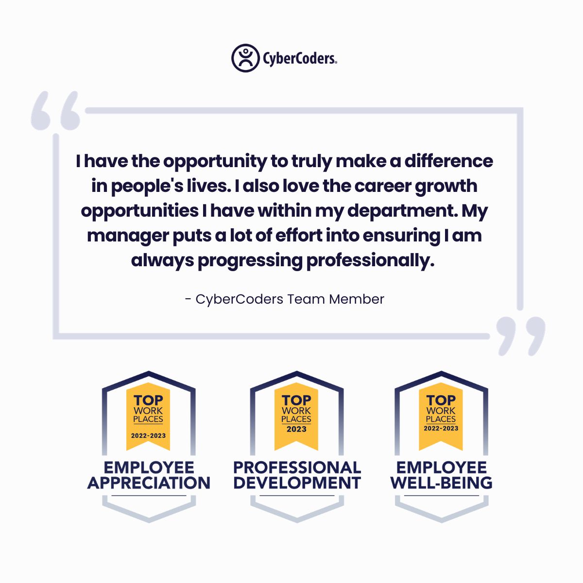 CyberCoders's tweet image. From Employee Appreciation to Employee Well-Being and Professional Development, these awards highlight our ongoing efforts to prioritize our people in every aspect of our organization. We&apos;re immensely proud of our team and their hard work!

#cybercoders #companyculture