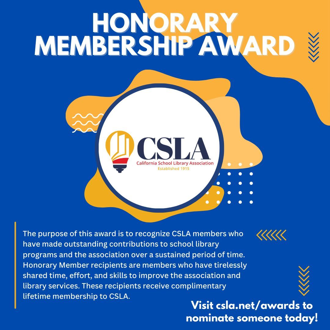 Head to csla.net/awards to nominate a CSLA Member who has made outstanding contributions to school library programs! Nominations are due by November 7! #futurereadylibs #librariansfollowlibrarians #schoollibrariesmatter #librariansofinstagram #mediaspecialistsofinstagram