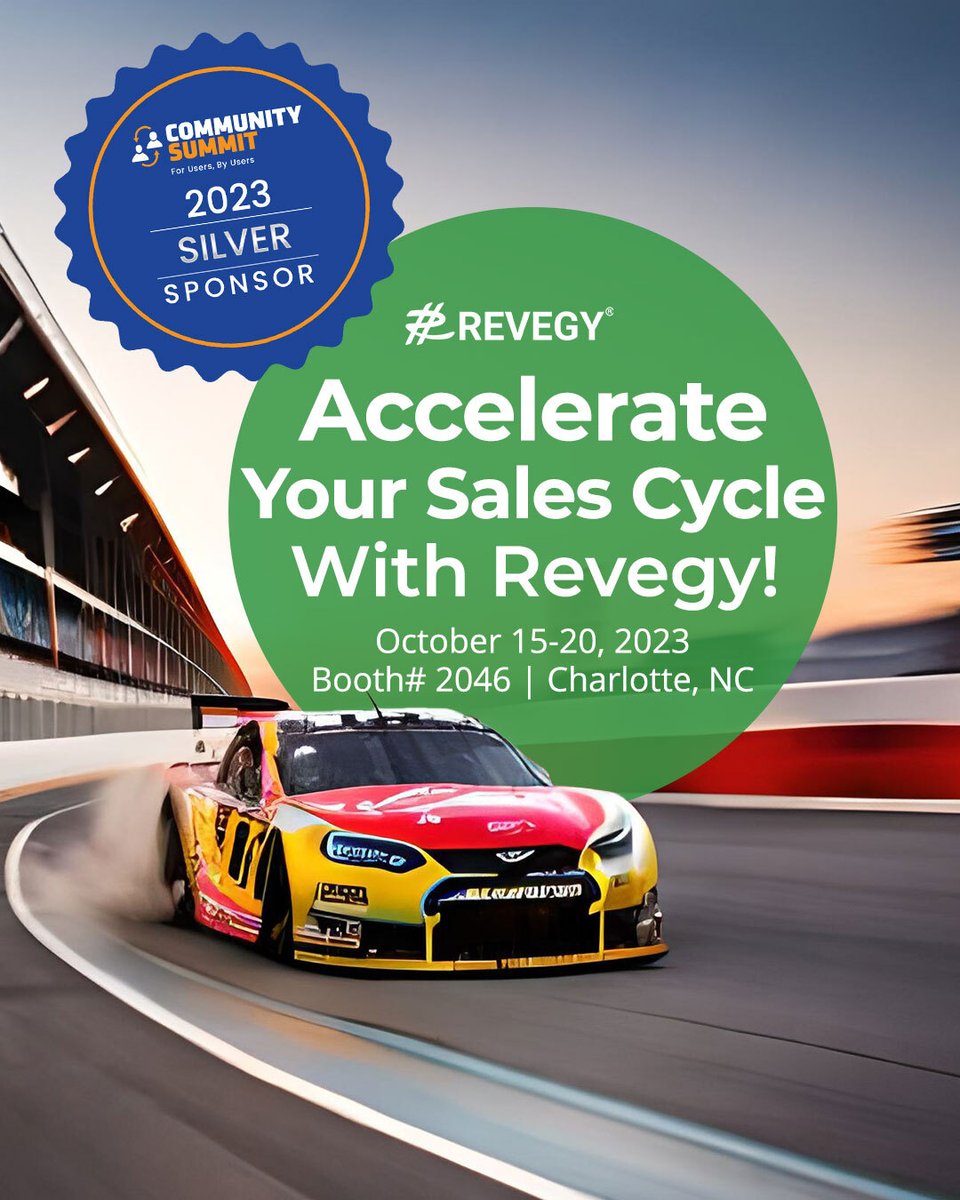 Revegy's tweet image. 🏁 It&apos;s Race Day at the NASCAR Hall of Fame, 6-9 PM! 🚗Join Revegy at #CommunitySummit2023, test our NASCAR simulator, and boost your sales drive. Swing by Booth #2046 for a chance to snag an exclusive TUMI Duffle bag! 🎁 Ready, set, meet: hubs.ly/Q023vF9H0
 #MySummitNA