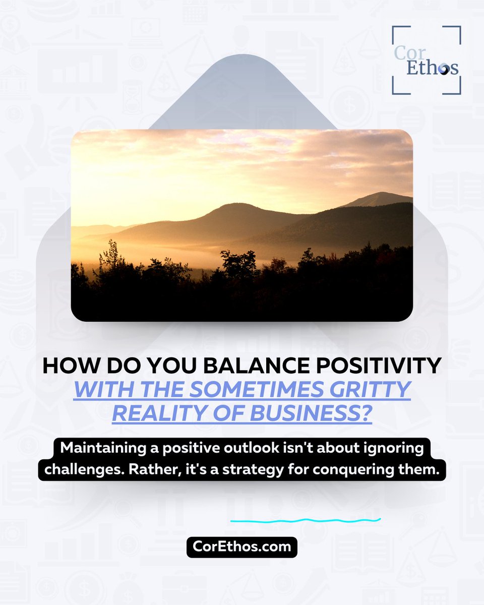 How do you balance positivity with the sometimes gritty reality of business? Maintaining a positive outlook isn't about ignoring challenges. Rather, it's a strategy for conquering them.

#positivity #balance #worklifebalance #positiveworkenvironment #resilience #team #business