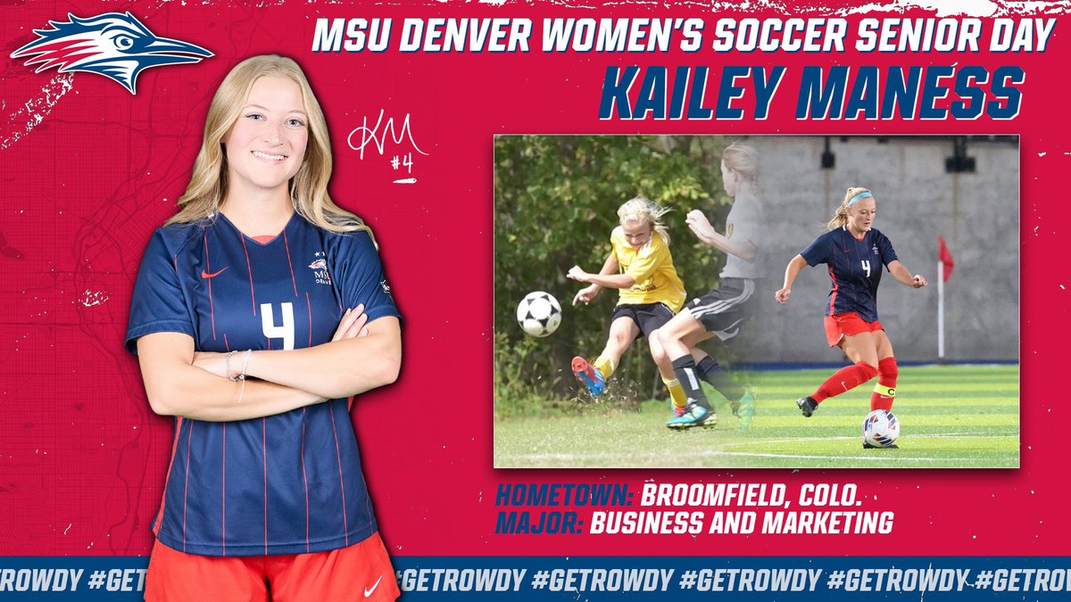 MSUDenverWSOC's tweet photo. Join us in honoring Kailey Maness on Senior Day this Friday! He unwavering dedication, skill and leadership are going to leave a mark on this program for years to come! 

#getrowdy🔴🔵 https://t.co/nIXQ3aygcf