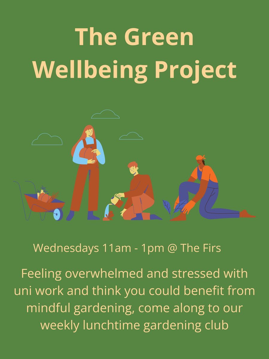 SocialResponUoM's tweet photo. The Green Wellbeing Project (based at Firs Botanical Grounds) is a group for anyone who might need it and is offered every Wednesday, 11am-1pm. This is a space where you can come to spend some time doing mindful activities in nature. https://t.co/nxAbjChiHk