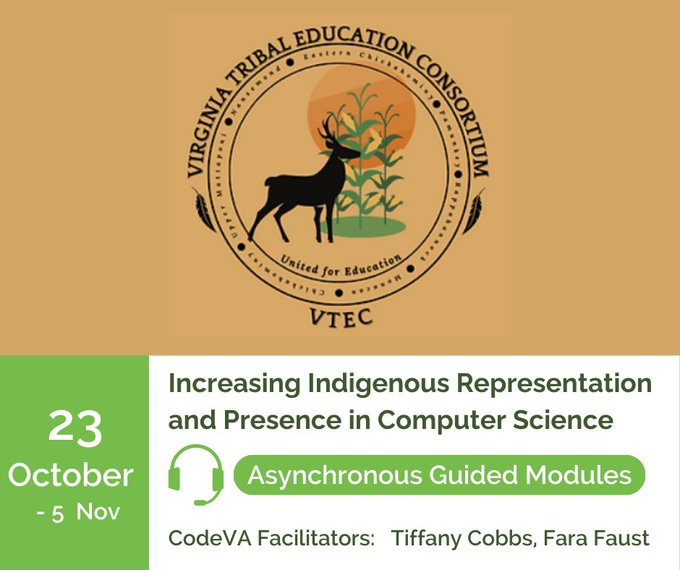 anchorgalEDU's tweet photo. Are you interested in learning more about computer science? There are many groups that are underrepresented in CS. This includes women and indigenous people. Check out this FREE course from CodeVA. https://t.co/OsVLNsLIw7 @codeva @vste #vaeducators https://t.co/5ZLGyfPnDk