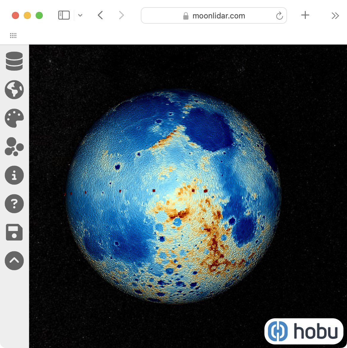 Because-it-looked-fun, @connor2n2o from the @hobuinc team built moonlidar.com with help from @USGS_AstroGeo to visualize the 6 billion point @NASAMoon LOLA points using COPC.io and @CesiumJS. Find Connor presenting about this at @FOSS4GNA next week