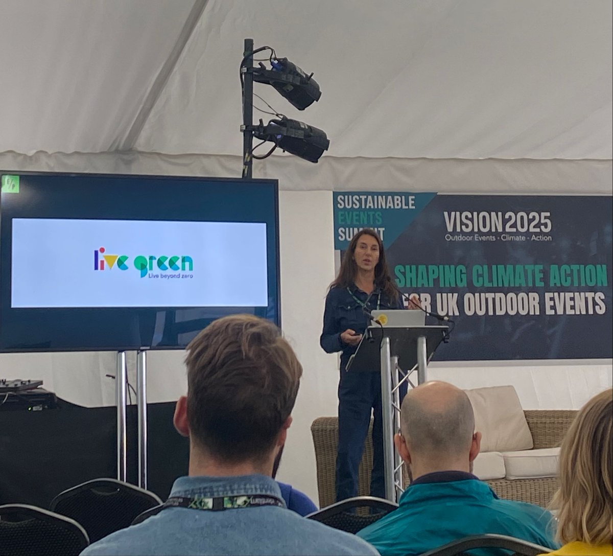 Great to see @CathyRunciman from @earthpercentorg discussing LIVE Green and giving a sneak preview to the  upcoming Reusable Cups research for venues! 🌱@JuliesBicycle @EventVision2025 #SustainableEventsSummit @TheShowmansShow