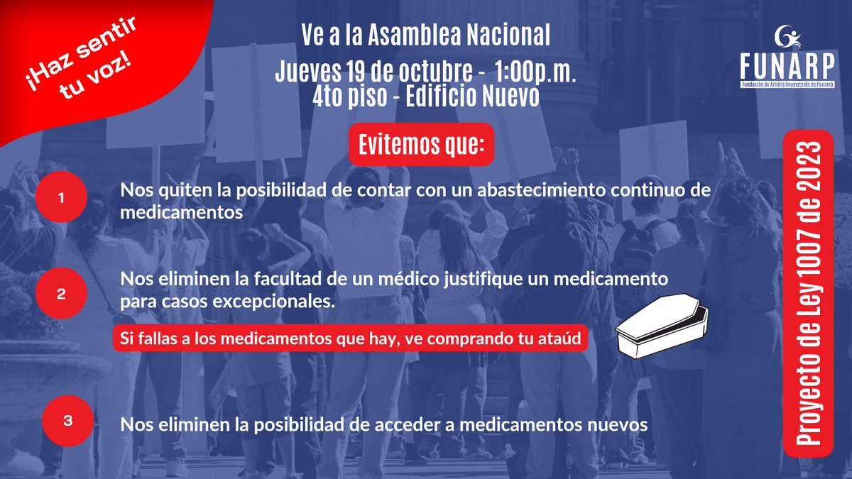 FUNARP's tweet photo. ¡Haz sentir tu voz! Luego de cientos de horas para crear mejoras a la Ley 1 de medicamentos, han cambiado todo en contra del paciente!
#Ley1 #funarp #fenaeccd @fenaeccd @minsapma @defensoriapan @lpacosucre @enriquelaucortes @eyraruiz https://t.co/12hoacuwW5