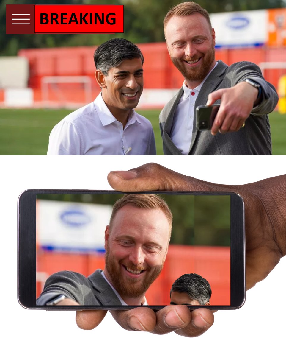 MittensOff's tweet image. Sunak slips off his box during a selfie with Tamworth Tory Andrew Cooper. Cooper suggested struggling families who can't feed their kids should 'F-Off'. 
Come on Tamworth use the 'ballot' box and tell them both to 'F-Off'.
#ToriesOut468 #AndrewCooper #Tamworth #GTTO #Sunackered