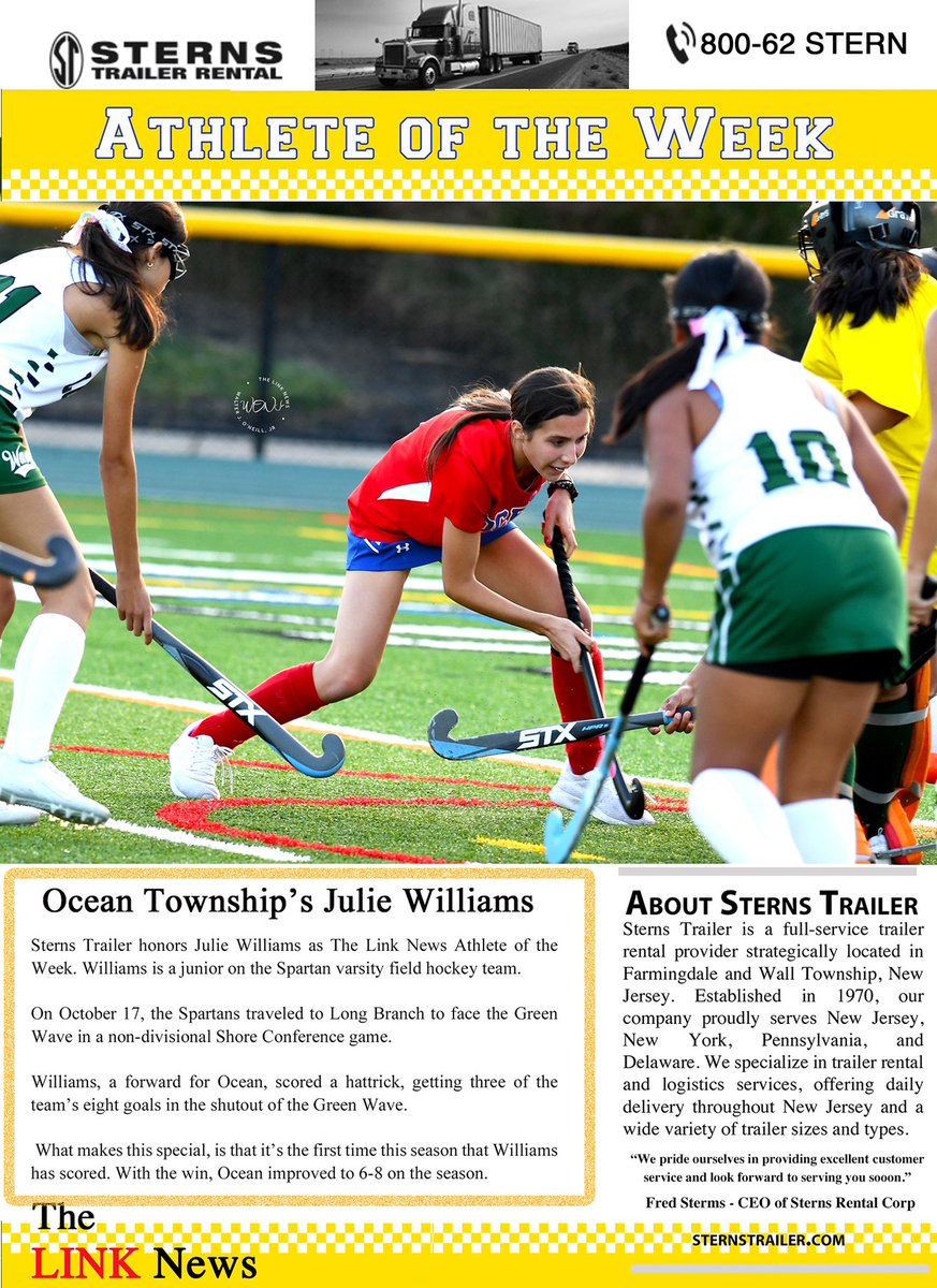 TheLinkNews's tweet photo. Congratulations to Julie Williams of @BigRedFH @Oceanathletics as she is the Sterns Trailer Athlete of the Week for The Link News https://t.co/qfvPnXsjLo