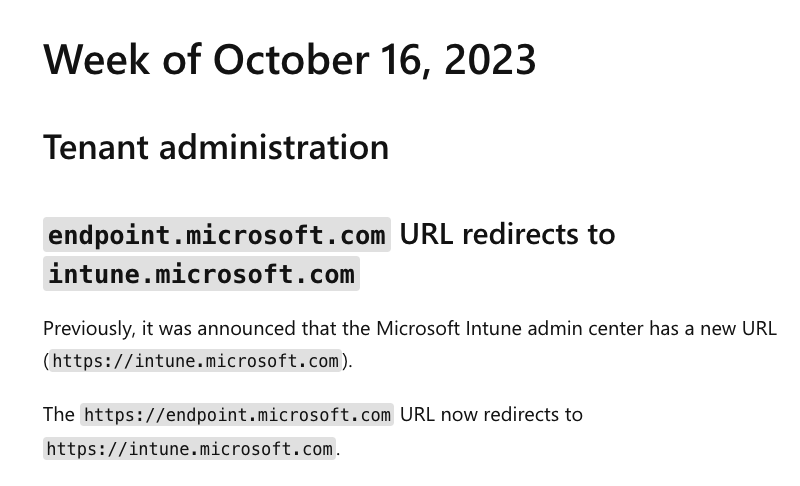New Intune url. In case you hadn't noticed the Microsoft Intune admin center now redirects to a new url. Important if you need to allow this through your firewalls. #intune #msintune