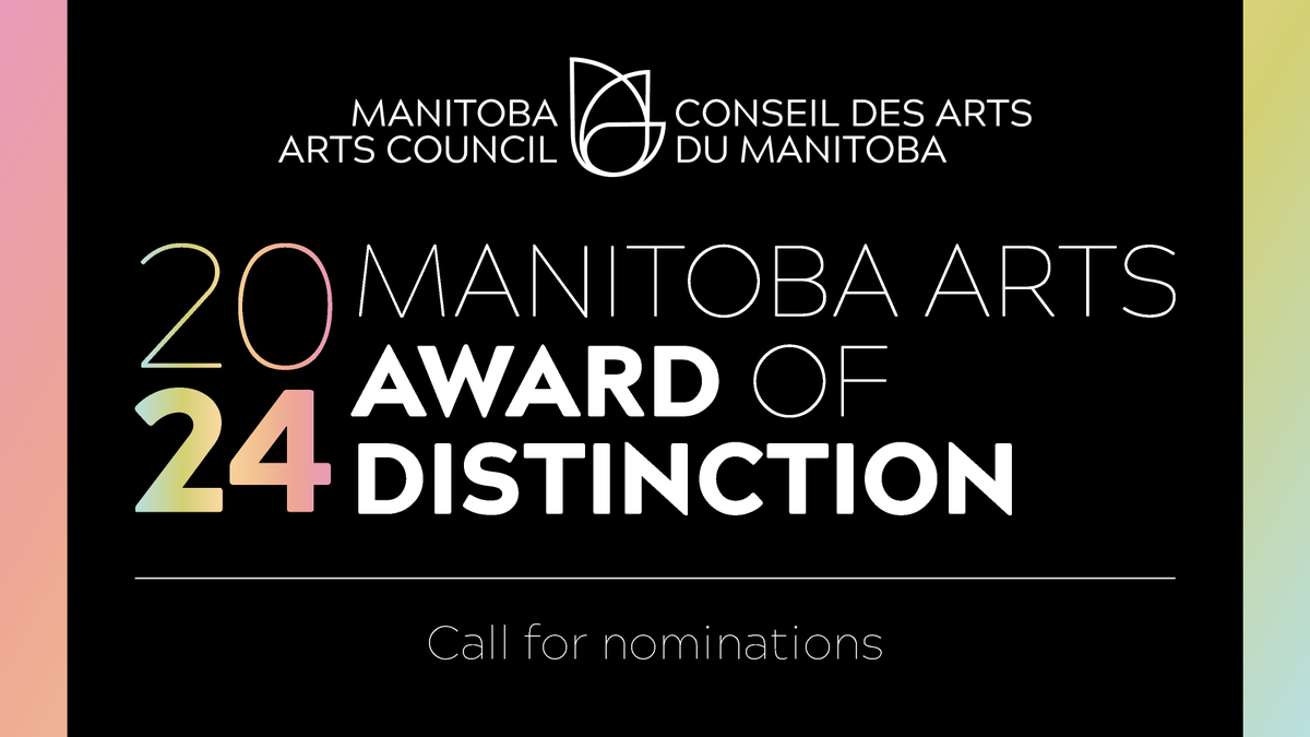 🏆 Nominations are now open for the 2024 Manitoba Arts Award of Distinction, which recognizes the outstanding accomplishments of a Manitoban artist, Indigenous Knowledge Keeper, or arts/cultural professional through an annual prize. Learn more: artscouncil.mb.ca/grants/prizes/