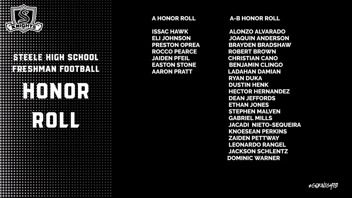 Football_Steele's tweet photo. Congrats to our Freshmen Honor Roll Members! *Updated List https://t.co/xwCFQyuTKm