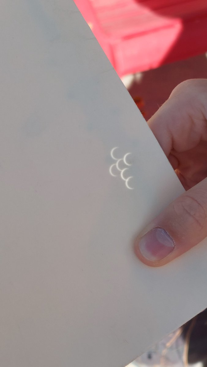 skalfstad's tweet photo. Viewing the #SolarEclipse2023 our way with manila folder, piece of paper, and pushpin. https://t.co/C2TkHOixGk