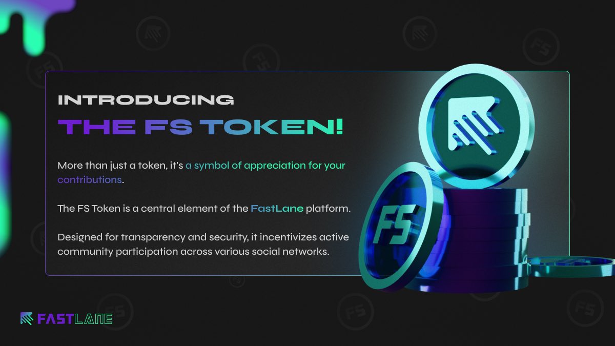 fstlaneapp's tweet photo. Introducing the FS Token!
More than just a token, it's a symbol of appreciation for your contributions. 
Join FastLane and start earning FS Tokens for your active involvement in community projects 👥🪙 https://t.co/lOixktijMW