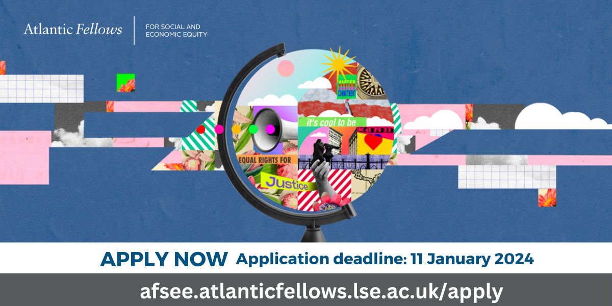 Kitti Baracsi (@baracsikitti) on Twitter photo Would you like to know more about the Atlantic Fellows for Social and Economic Equity (AFSEE) programme? In this webinar, the AFSEE team gives an insight into the programme. Register here:
lse.zoom.us/webinar/regist…
<a href="/AFSEE_LSE/">Atlantic Fellows for Social and Economic Equity</a> #LSE #equity #change Would you like to know more about the Atlantic Fellows for Social and Economic Equity (AFSEE) programme? In this webinar, the AFSEE team gives an insight into the programme. Register here:
lse.zoom.us/webinar/regist…
<a href="/AFSEE_LSE/">Atlantic Fellows for Social and Economic Equity</a> #LSE #equity #change