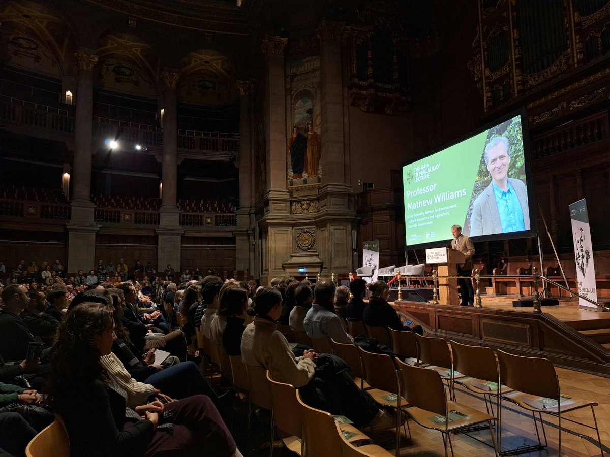 We are underway at the 44th annual #TBMacLecture (<a href="/MacaulayDvTrust/">Macaulay Development Trust</a>), <a href="/CCampbellHutton/">Colin Campbell</a>, Chief Executive of <a href="/JamesHuttonInst/">James Hutton Institute</a> welcomes a full house to the #ClimateChange event.

With speaker Professor <a href="/jrockstrom/">Johan Rockström</a>, now on stage, opening words from <a href="/CSARural_Env/">Mathew Williams</a> <a href="/scotgov/">Scottish Government</a>.
