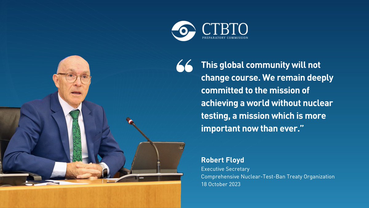 DrRobFloyd's tweet photo. The State Duma's decision to revoke Russia's ratification of the #CTBT goes against renewed global determination to see it enter into force. The #CTBT contributes to peace &amp; security and is delivering benefits to humanity.
Read my full statement here➡️https://t.co/9RB5tRP9K6 https://t.co/Xy0oP7PDQw