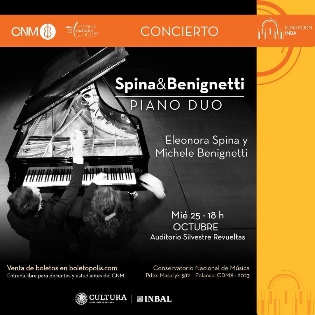 mtra_navarrete's tweet photo. Un hermoso recital con un dueto a cuatro manos venido desde Italia. 
Próximo miércoles 25 de octubre a las 18 horas.
boletos en https://t.co/nSDSjKffOM
Costo de boleto 250 y 100 pesos entrada general en el #Conservatorio https://t.co/IVAb94oqpo