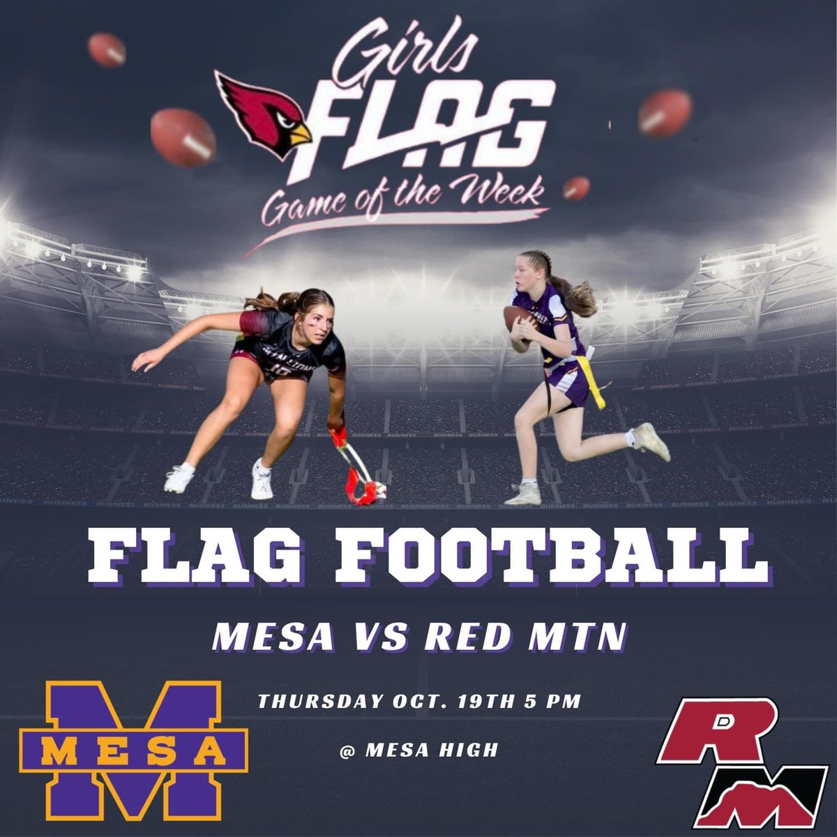 Thank you JACKRABBITS, because of all the votes we WON the AZ Cardinals Flag Football Game of the Week!! Let's PACK the STANDS for the game!! MESA HIGH STUDENTS WITH ID GET IN FOR FREE!!