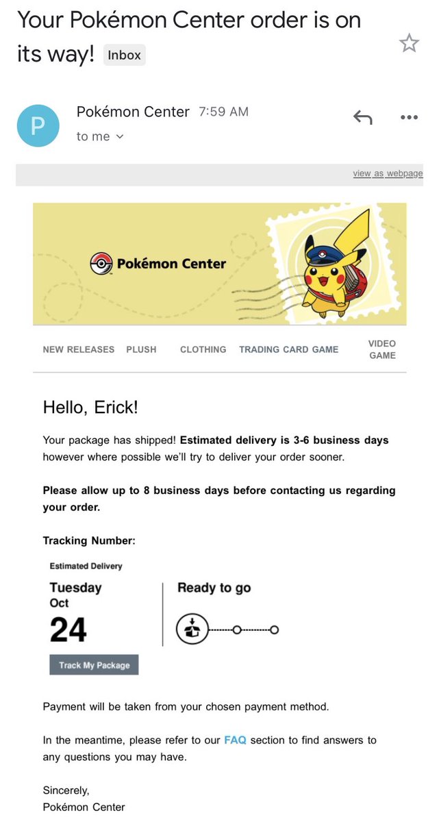 Cruzer1308's tweet photo. @PokemonRestocks @PokemonRestocks thanks for all you do! My order it’s on its way 🥳🥳🥳 https://t.co/YtQJQnr0Dm