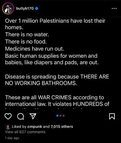 iirode0's tweet photo. 🔴🔴🔴🔴

المصارع سي ام بنك يدعم فلسطين عبر إنستقرام: " اكثر من مليون فلسطيني خسروا منازل��م 
لا ماء 
لا غذاء
الدواء على وشك النفاد
لا احتياجات الانسان الاساسية

كل هذه " جرائم حرب " حسب القانون الدولي" https://t.co/cvsdLDUsTo