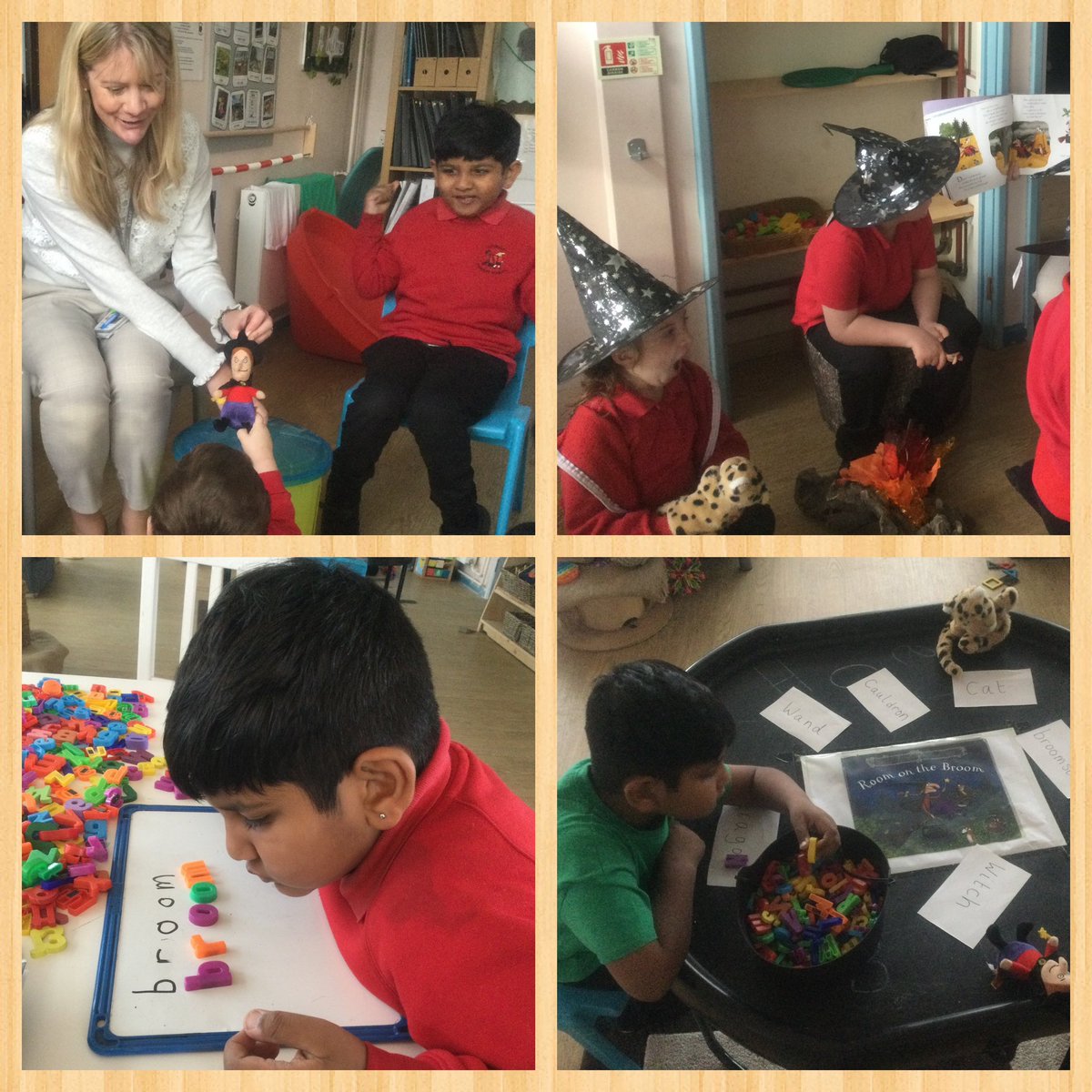 LliswerryPrim's tweet photo. #ClassLS immersed in the story of Room on the Broom #inclusive #Buckettime #talkforwriting #expressivearts https://t.co/eBTNS1LxNx