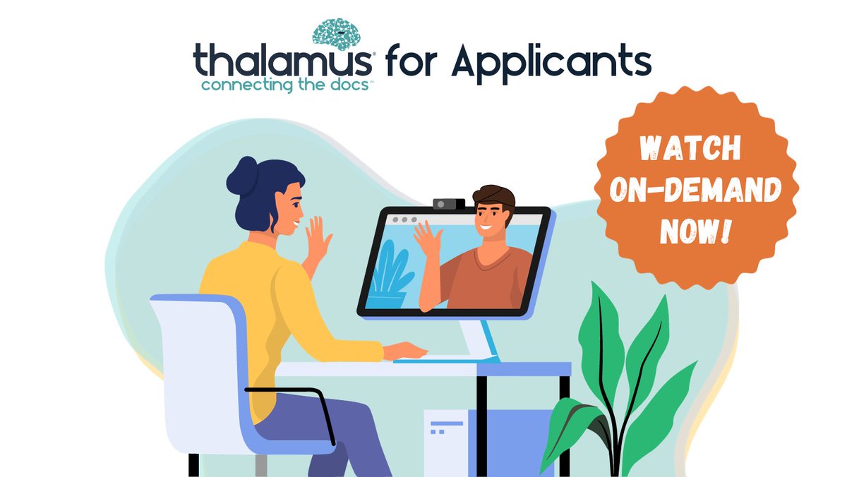 #Match2024 Applicants, we have released the recorded Thalamus for Applicants training course! Review navigating your interview schedule, video interviews and more! #GME #MedEd #ERAS2024 #MedTwitter hubs.ly/Q025-TWh0