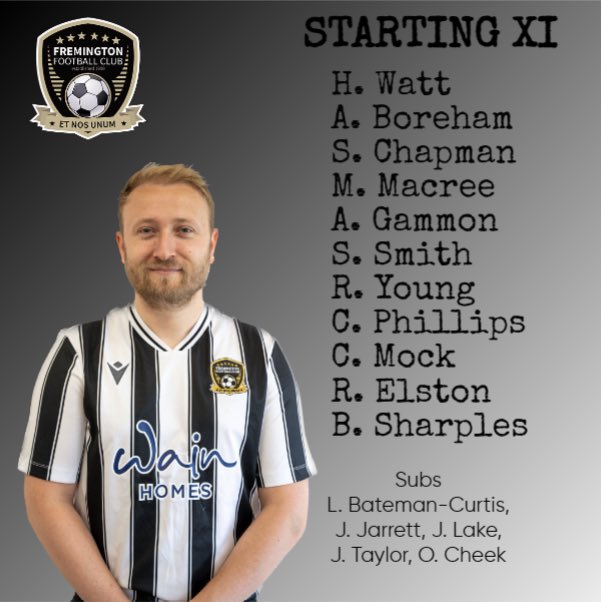 _FremingtonFC_'s tweet photo. TEAMNEWS ⚫️⚪️

Here’s how we line up away to Torridgeside.

🧱 Sam Chapman at the back
🐖 Stef Smith starts
🚀 Brandon Sharples on the wing https://t.co/RNziQa4fUC