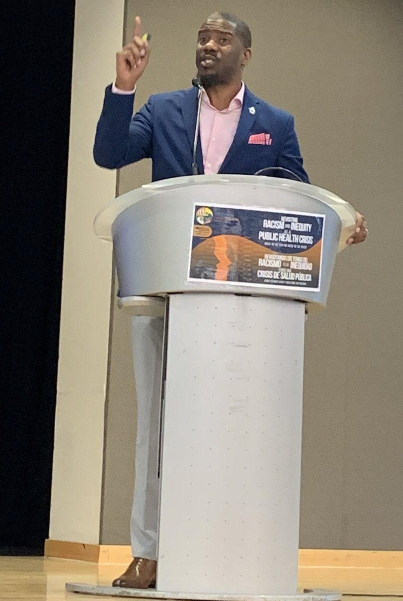 Barry E. Knight, Diversity Equity and Inclusion Officer for Riverside County, addresses a gathering of the Riverside County Health Coalition today in Moreno Valley.