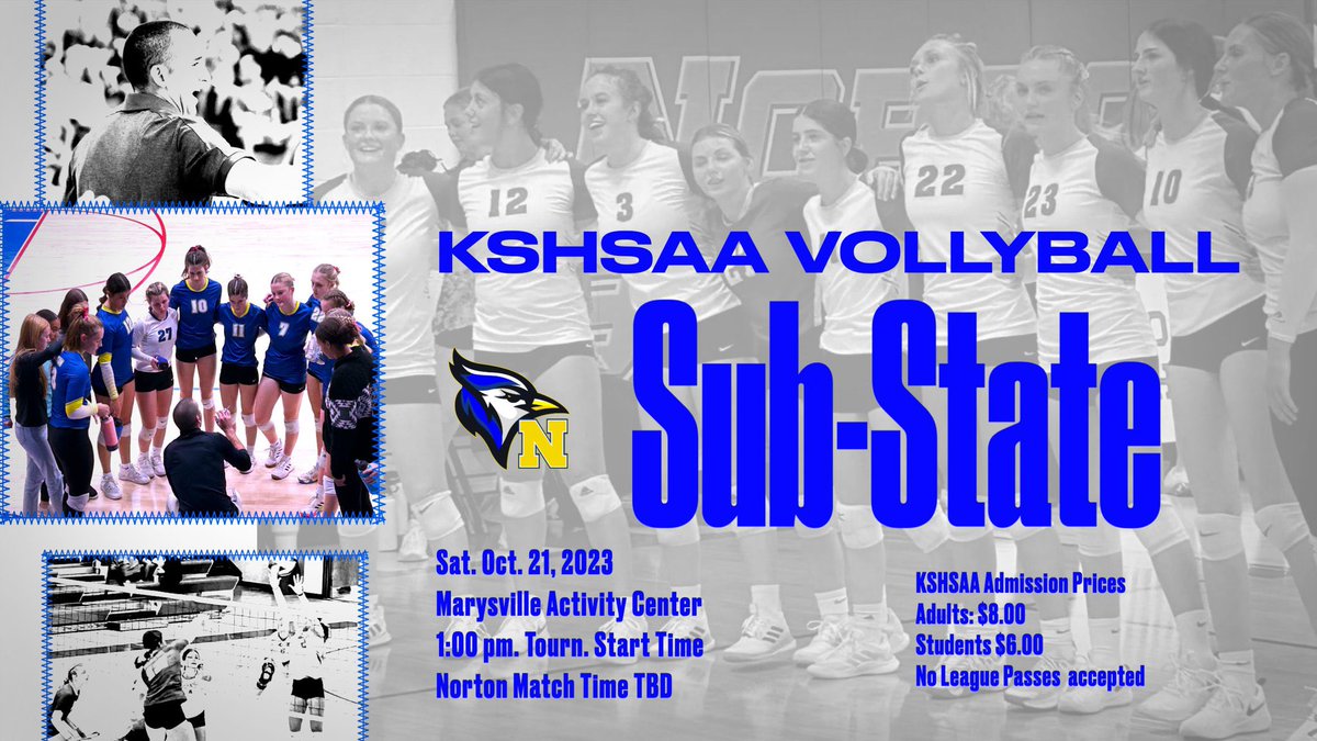 NtBluejay's tweet image. Norton earns #3 seed at Substate Volleyball.