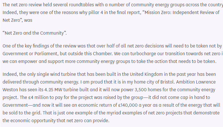 CSkidmoreUK's tweet photo. The text of my speech today in Parliament supporting Community Energy- mentioning also @Comm1nrg @BristolCityLeap @ambitionlw and the #NetZeroReview #MissionZero's call for greater local action to deliver net zero 
https://t.co/CoaHnu8zIE https://t.co/fXtD326Sjm