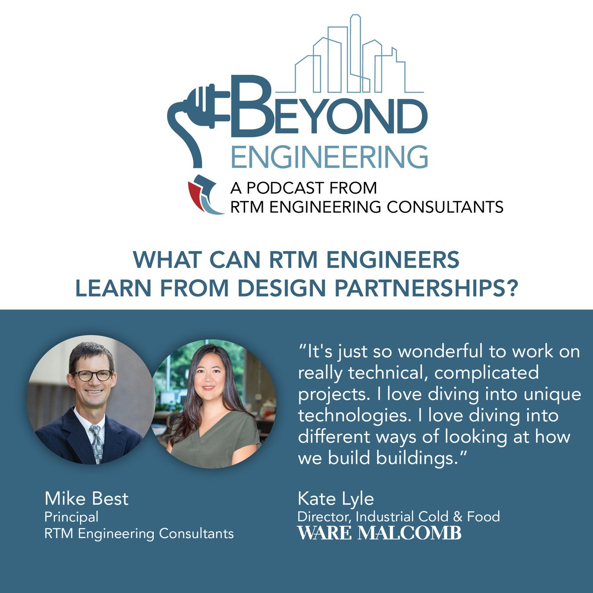 RTM_ENG's tweet image. The best partner is one who is dedicated to learning alongside you. Kate Lyle of @WareMalcomb chats with RTM Principal Mike Best about the hidden intricacies of industrial cold storage. Listen here: hubs.ly/Q025-Sr90
#RTMengineering #beyondengineering #industrialdesgin