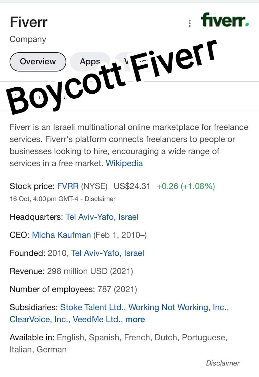 Fatima_nextTime's tweet photo. Boycott Fiverr plz for the sake of humanity plz just for 5 days look at your children if u don't want them to be killed like Palestinian children then u have to boycott.. 
#IsraelAttack #IsraelTerorrist #Palaestine #GazaHospital #GazaAttack #GazaHospitalBombing #طوفان_القدس https://t.co/ORLe1BnFTp