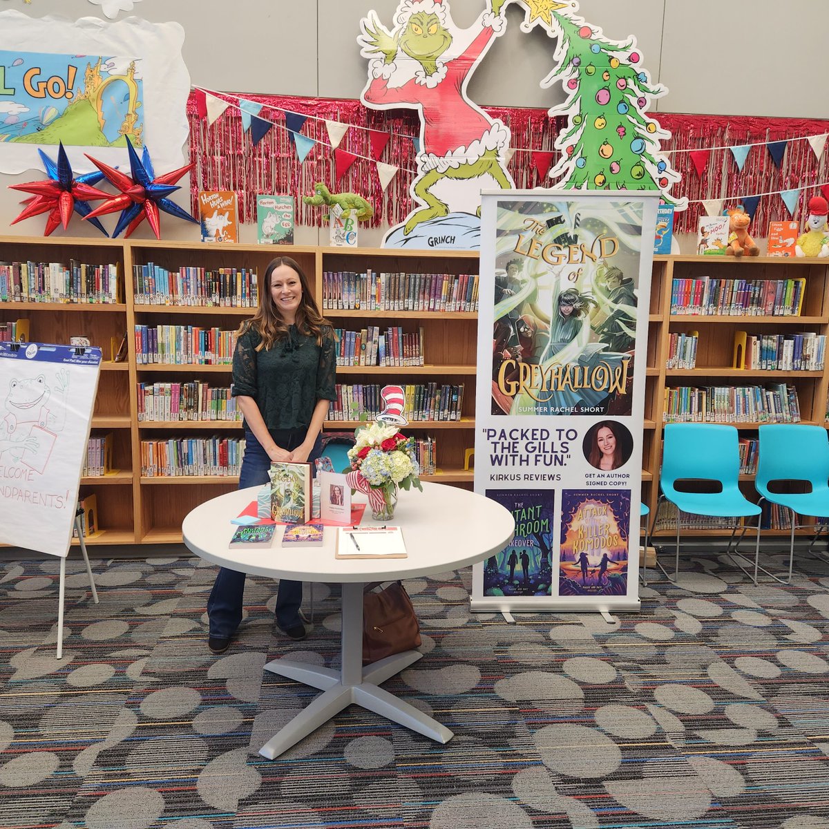 I just had the best visit at an elementary school in my hometown. The amazing librarian and volunteers made the event an absolute delight. #librariansrock