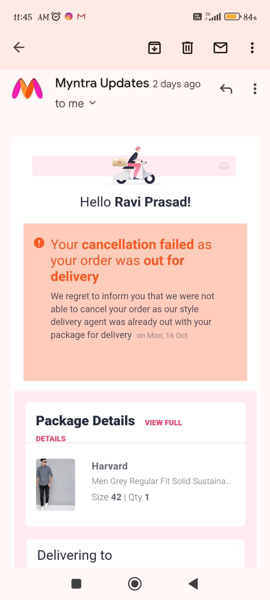 dutta_jyotsna's tweet photo. @MyntraSupport I ordered on 6 of oct and the delivery date was on 10 of oct.. till now no one comes to my place nor any single call I received only evening day and getting this message delivery failed.. last time same thing happened... Details already mentioned on screenshot @consu https://t.co/w3aF2hEriM