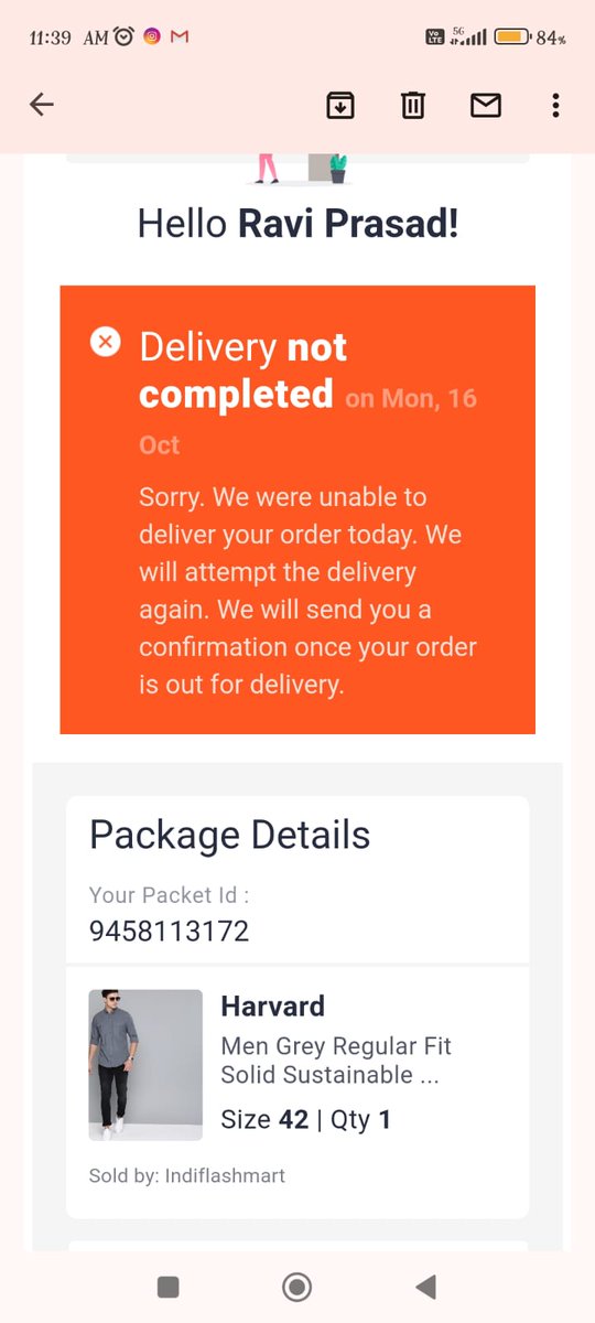 dutta_jyotsna's tweet photo. @MyntraSupport I ordered on 6 of oct and the delivery date was on 10 of oct.. till now no one comes to my place nor any single call I received only evening day and getting this message delivery failed.. last time same thing happened... Details already mentioned on screenshot @consu https://t.co/w3aF2hEriM